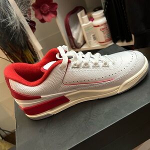 White and Red Sneakers